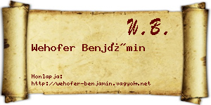 Wehofer Benjámin névjegykártya
