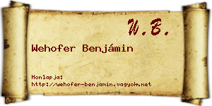 Wehofer Benjámin névjegykártya